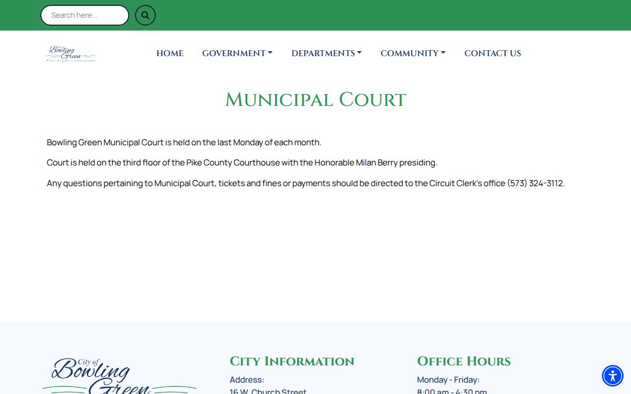 Bowling Green court docket municipal court information