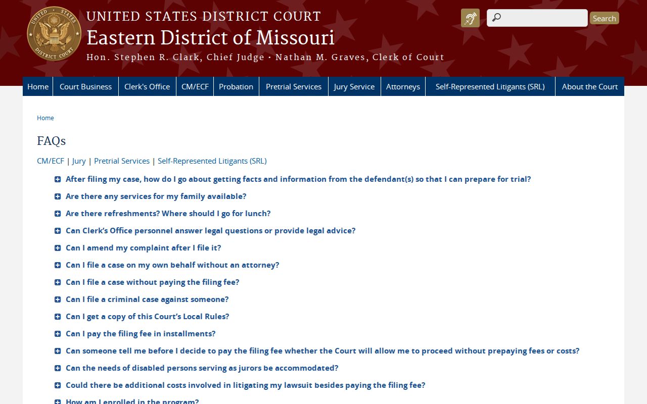 Eolia court docket federal court boundary information