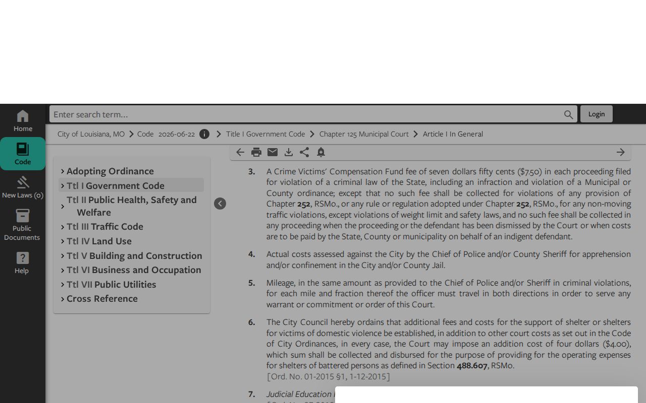 Louisiana court docket municipal court code