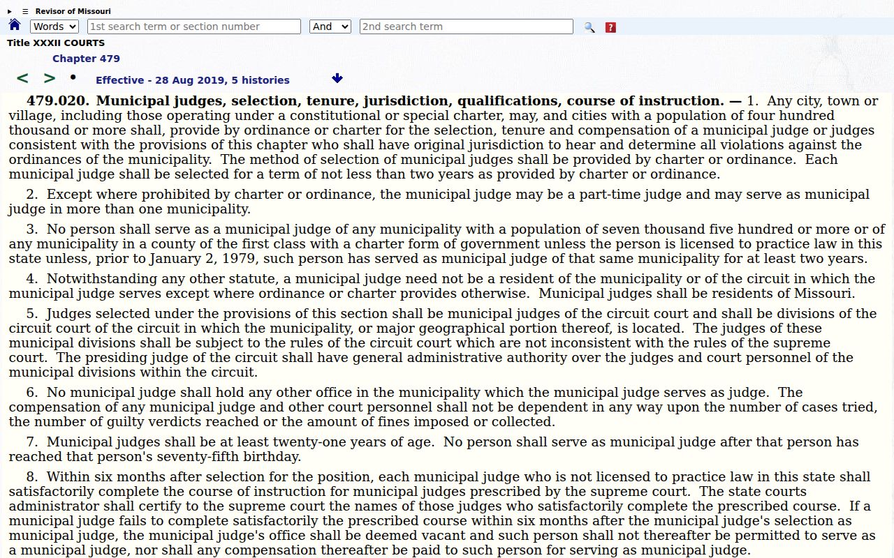 Louisiana court docket Missouri municipal division statute
