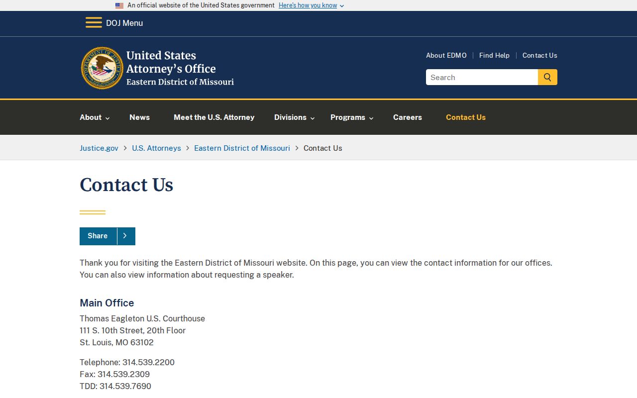 Pike County criminal docket research showing Eastern District of Missouri federal office page